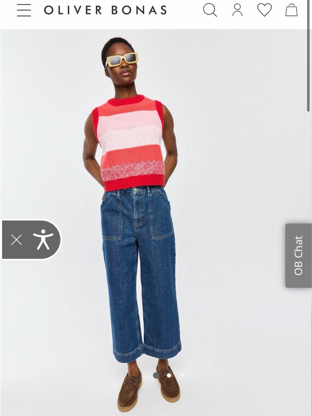 Oliver Bonas Red & Pink Stripe Sleeveless Knit Top